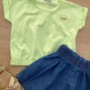 fernandaramoskids com br Blusa Cropped Infantil Feminino com Elástico Verde 1