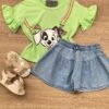 Blusa Cropped Infantil Feminino com Estampa Verde Fernanda Ramos Kids