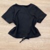 fernandaramoskids com br Blusa Cropped Infantil Feminino Manga Curta Cool com Amarração Preto 2