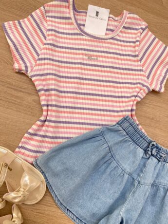 fernandaramoskids com br Blusa Cropped Infantil Feminino Manga Curta Listrada 1