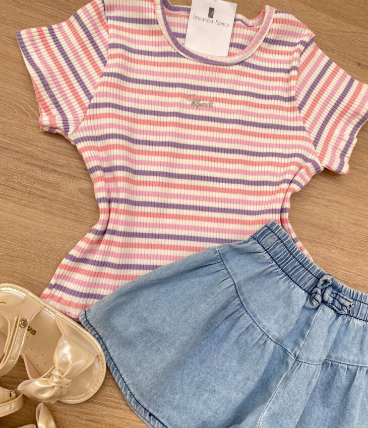 fernandaramoskids com br Blusa Cropped Infantil Feminino Manga Curta Listrada 1