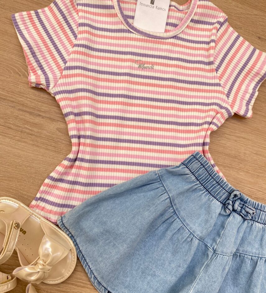 fernandaramoskids com br Blusa Cropped Infantil Feminino Manga Curta Listrada 1
