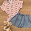 Blusa Cropped Infantil Feminino Manga Curta Listrada Fernanda Ramos Kids