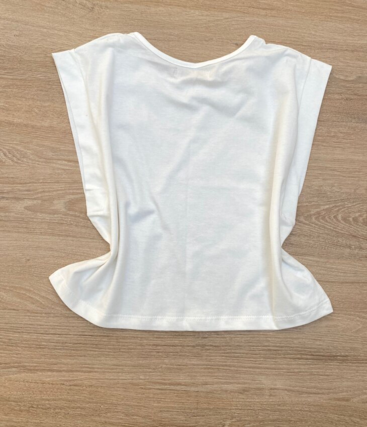 fernandaramoskids com br Blusa Cropped Infantil Feminino sem Mangas Off White 2