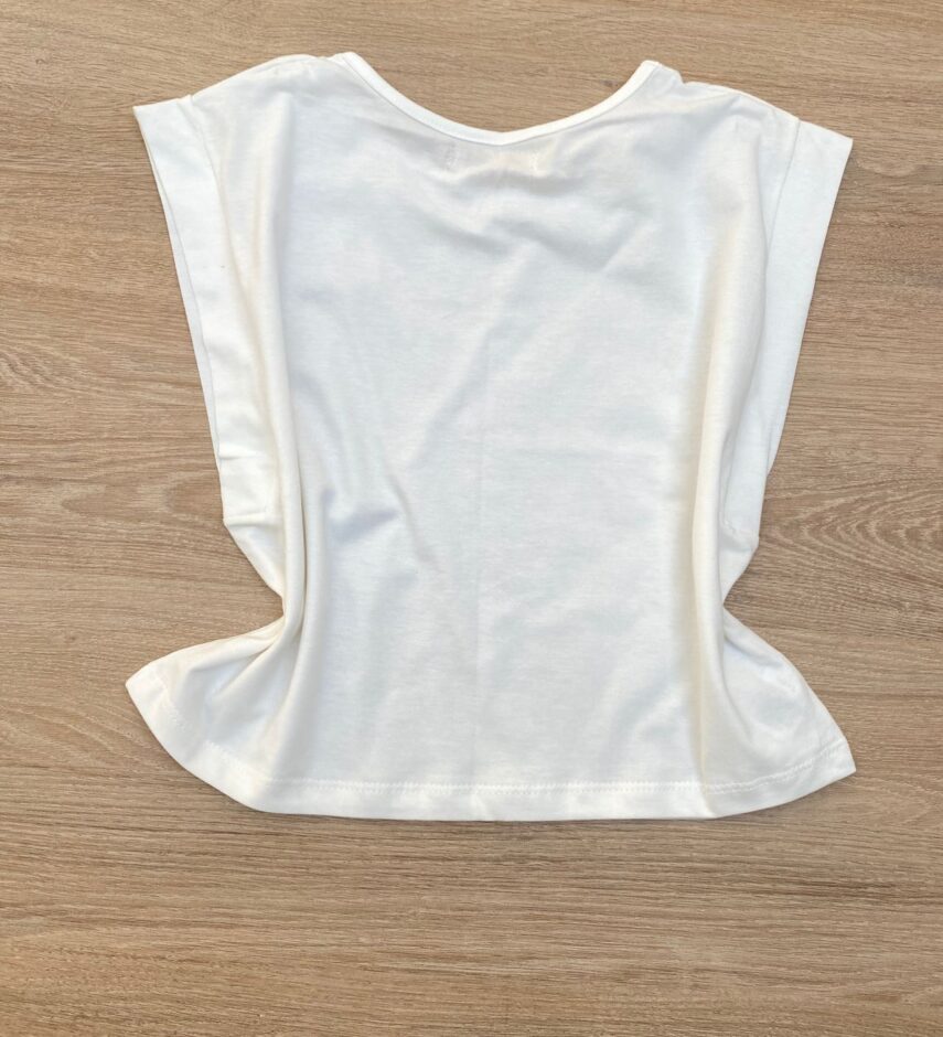 fernandaramoskids com br Blusa Cropped Infantil Feminino sem Mangas Off White 2
