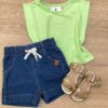 Blusa Cropped Infantil Feminino sem Mangas Verde Fernanda Ramos Kids