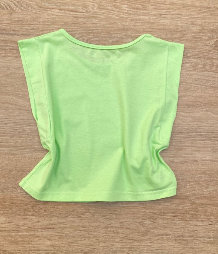 fernandaramoskids com br Blusa Cropped Infantil Feminino sem Mangas Verde 2