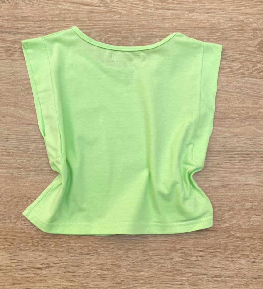 fernandaramoskids com br Blusa Cropped Infantil Feminino sem Mangas Verde 2