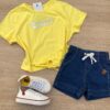 Blusa Cropped Infantil Feminino Summer com Amarração Amarelo Fernanda Ramos Kids