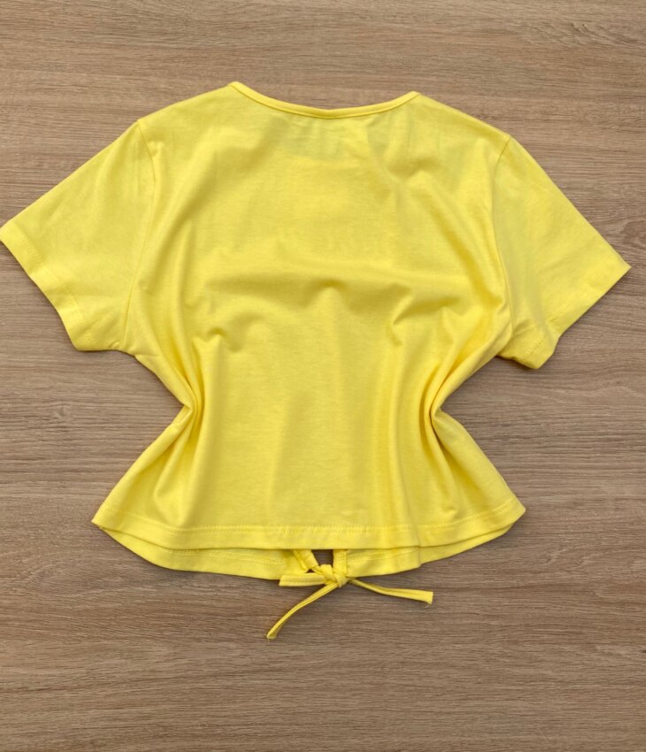 fernandaramoskids com br Blusa Cropped Infantil Feminino Summer com Amarração Amarelo 2