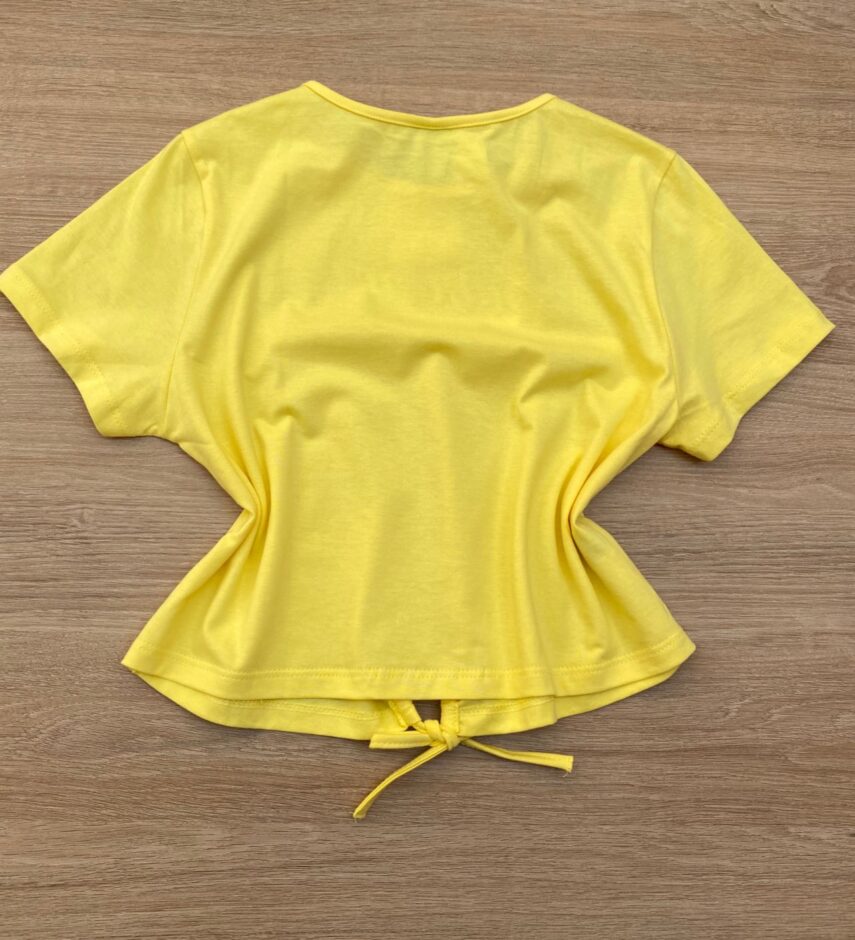 fernandaramoskids com br Blusa Cropped Infantil Feminino Summer com Amarração Amarelo 2