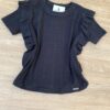 fernandaramoskids com br Blusa Infantil Feminina Manga Curta Canelada com Babado Preta 1