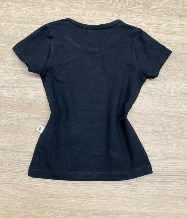 fernandaramoskids com br Blusa Infantil Feminina Manga Curta Cotton Preta 1