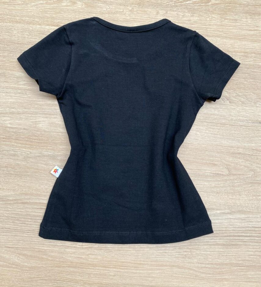 fernandaramoskids com br Blusa Infantil Feminina Manga Curta Cotton Preta 1