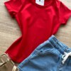 fernandaramoskids com br Blusa Infantil Feminina Manga Curta Cotton Vermelha 1