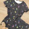 fernandaramoskids com br Blusa Infantil Feminina Manga Curta Justa Xadrez Preta 1