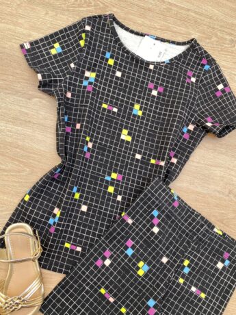 fernandaramoskids com br Blusa Infantil Feminina Manga Curta Justa Xadrez Preta 1