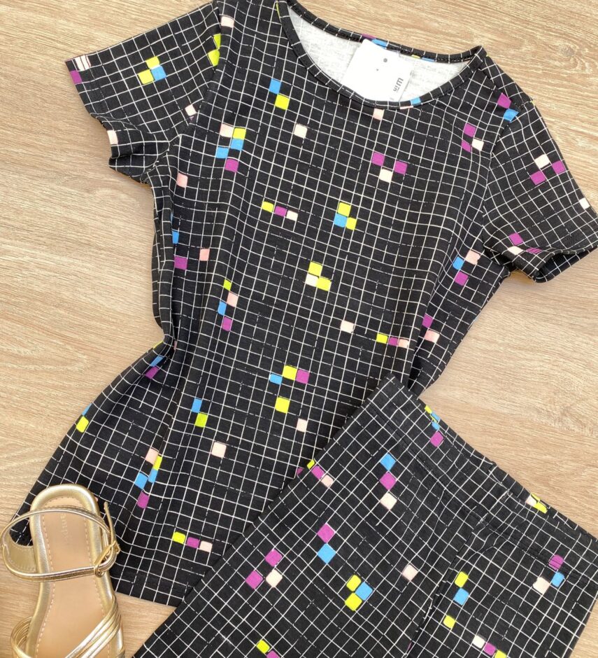fernandaramoskids com br Blusa Infantil Feminina Manga Curta Justa Xadrez Preta 1