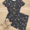 Blusa Infantil Feminina Manga Curta Justa Xadrez Preta Fernanda Ramos Kids