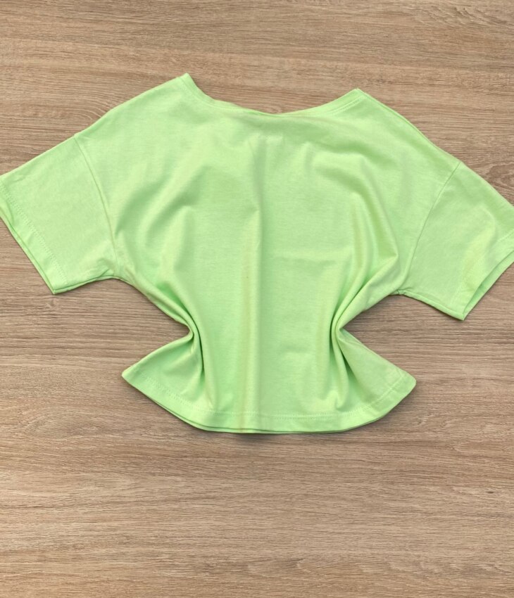 fernandaramoskids com br Blusa Manga Curta Infantil Feminina Ampla Verde 2