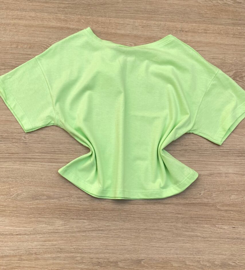 fernandaramoskids com br Blusa Manga Curta Infantil Feminina Ampla Verde 2