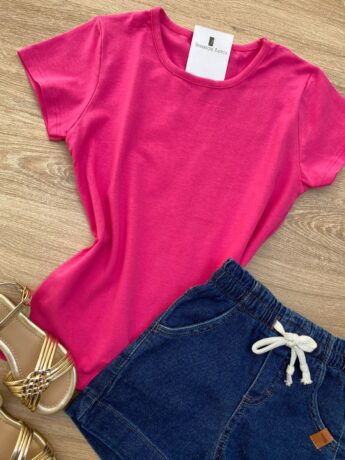 fernandaramoskids com br Blusa Manga Curta Infantil Feminina Pink Cotton 1