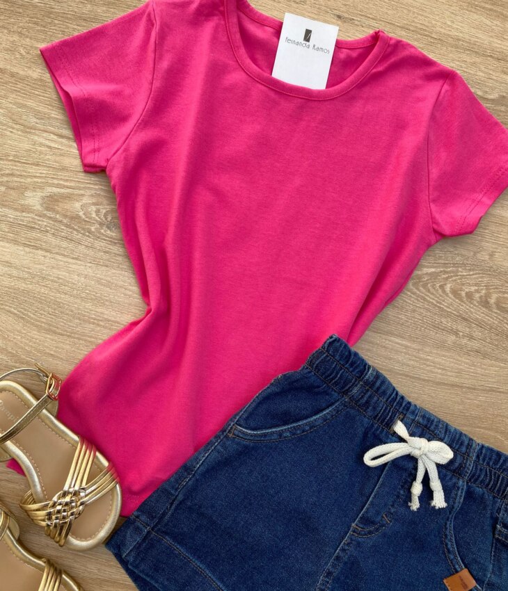 fernandaramoskids com br Blusa Manga Curta Infantil Feminina Pink Cotton 1