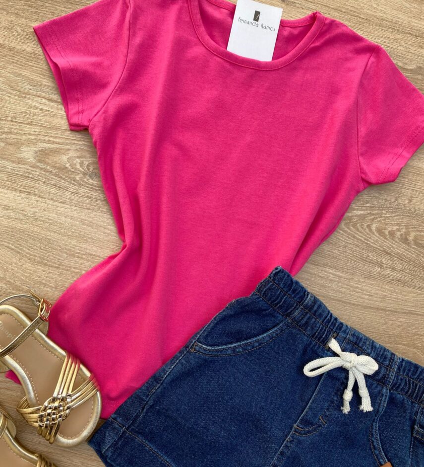 fernandaramoskids com br Blusa Manga Curta Infantil Feminina Pink Cotton 1