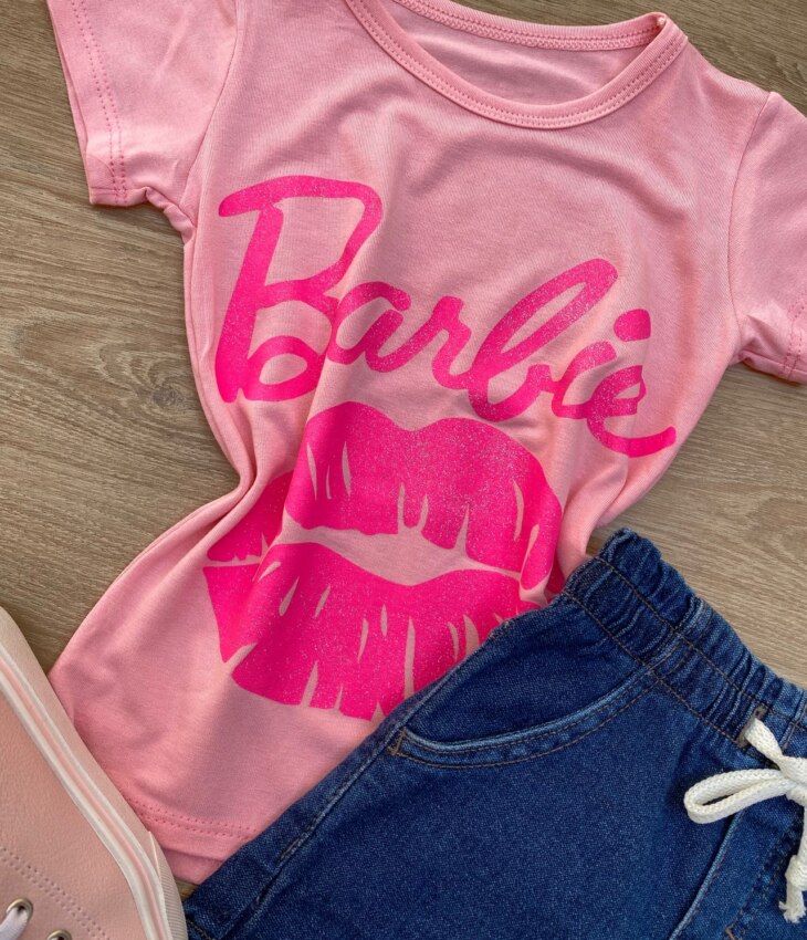 fernandaramoskids com br Blusa Manga Curta Infantil Feminina Rosa com Detalhe Pink 1