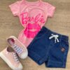Blusa Manga Curta Infantil Feminina Rosa com Detalhe Pink Fernanda Ramos Kids