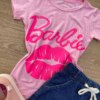 fernandaramoskids com br Blusa Manga Curta Infantil Feminina Rosa com Estampa Pink 1