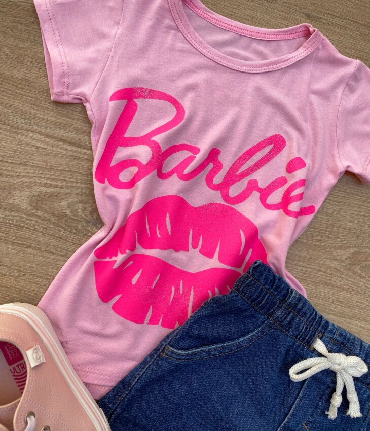 fernandaramoskids com br Blusa Manga Curta Infantil Feminina Rosa com Estampa Pink 1