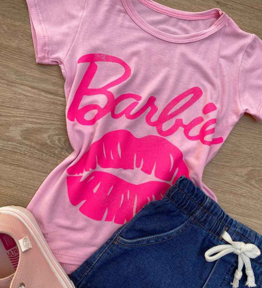 fernandaramoskids com br Blusa Manga Curta Infantil Feminina Rosa com Estampa Pink 1