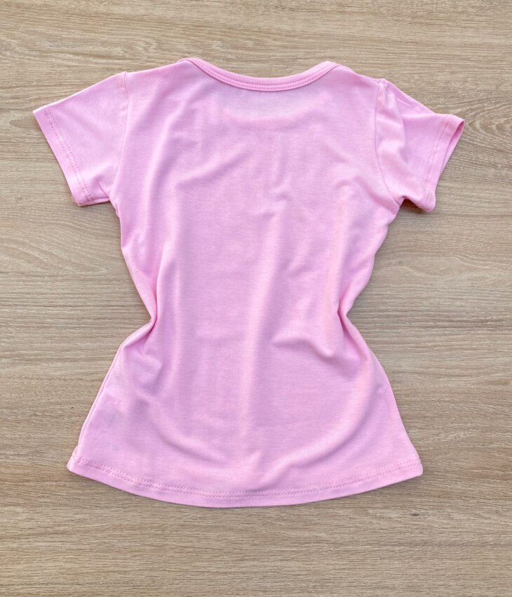 fernandaramoskids com br Blusa Manga Curta Infantil Feminina Rosa com Estampa Pink 2