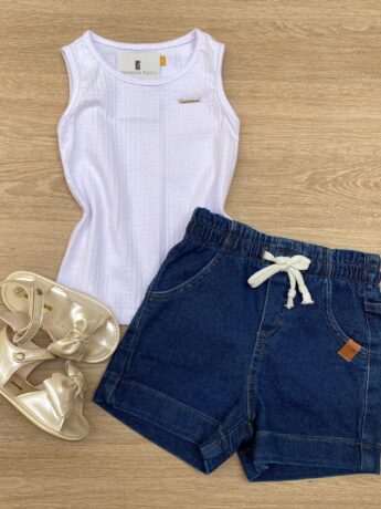 Blusa Regata Infantil Feminina Justa Branca Fernanda Ramos Kids