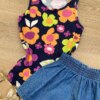 fernandaramoskids com br Blusa Regata Infantil Feminina Justa Estampa Floral Azul Marinho 1