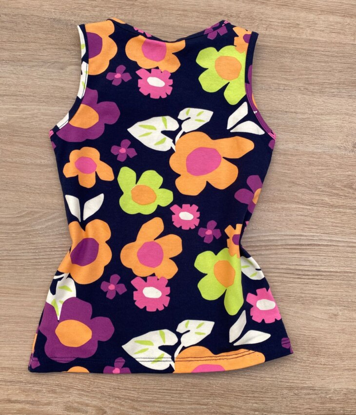 fernandaramoskids com br Blusa Regata Infantil Feminina Justa Estampa Floral Azul Marinho 2