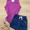 Blusa Regata Infantil Feminina Justa Fúcsia Fernanda Ramos Kids