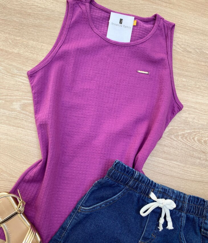 fernandaramoskids com br Blusa Regata Infantil Feminina Justa Fúcsia 1