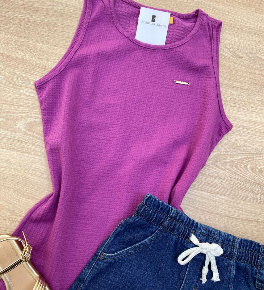 fernandaramoskids com br Blusa Regata Infantil Feminina Justa Fúcsia 1