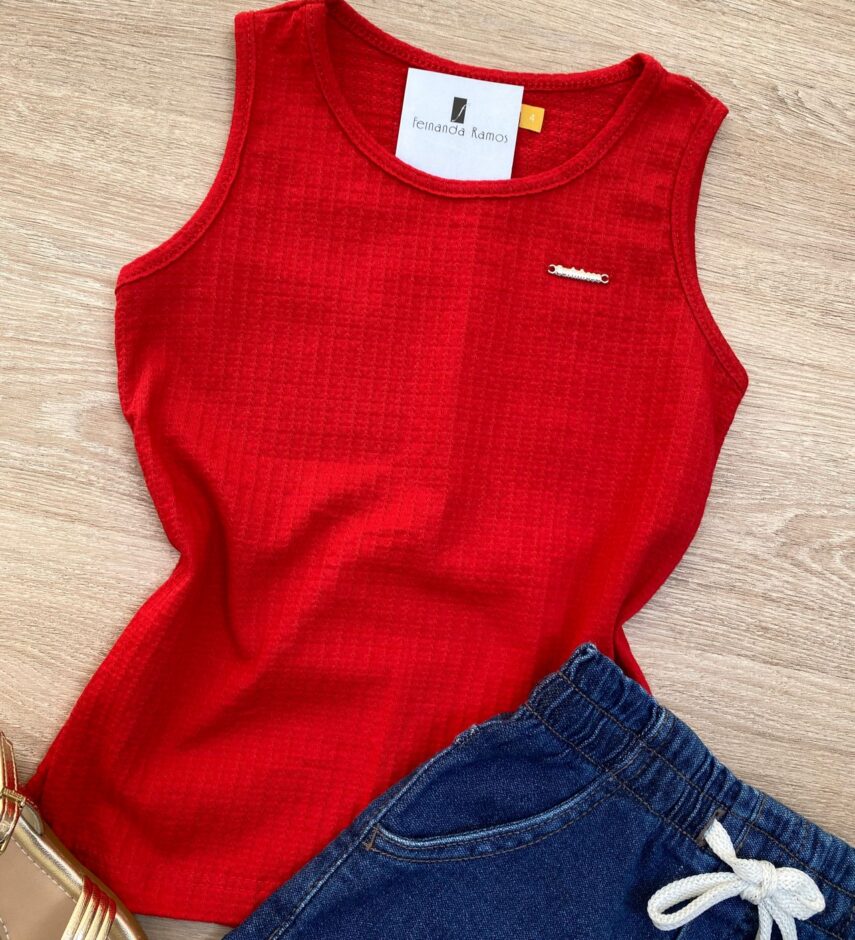 fernandaramoskids com br Blusa Regata Infantil Feminina Justa Vermelha 1