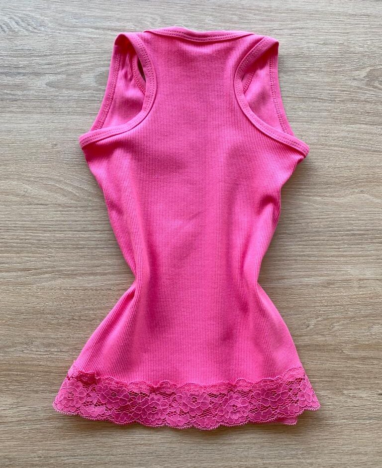 fernandaramoskids com br Blusa Regata Infantil Feminina Tradicional Pink Detalhe em Renda 2