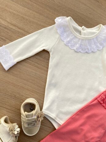 fernandaramoskids com br Body Infantil Feminino Manga Longa com Detalhe Off White 1