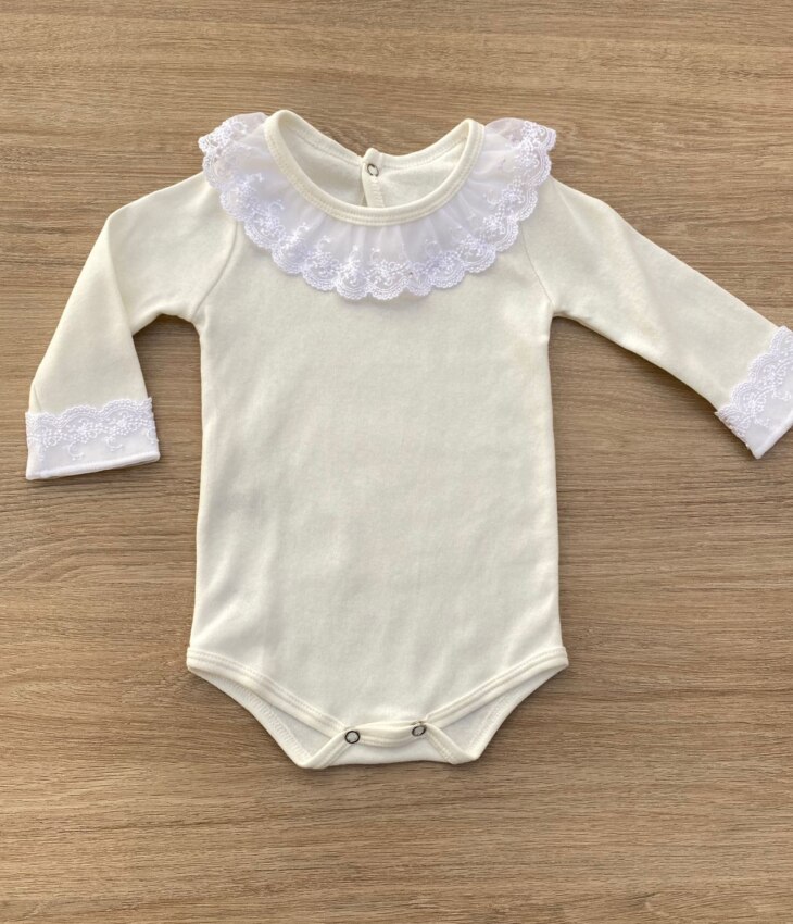 fernandaramoskids com br Body Infantil Feminino Manga Longa com Detalhe Off White 2