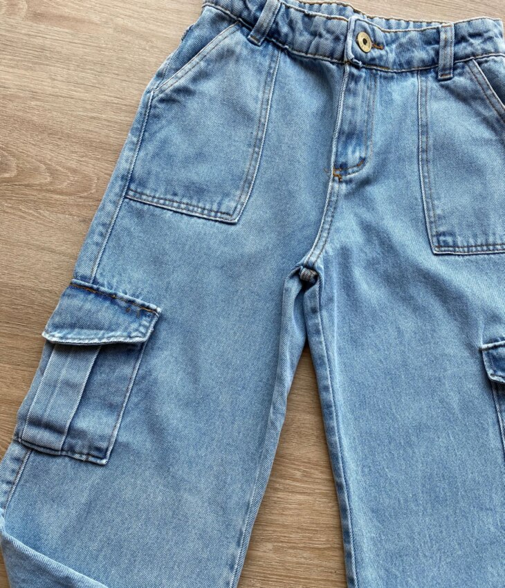 fernandaramoskids com br Calça Jeans Infantil Feminina Cargo Lavagem Clara 1