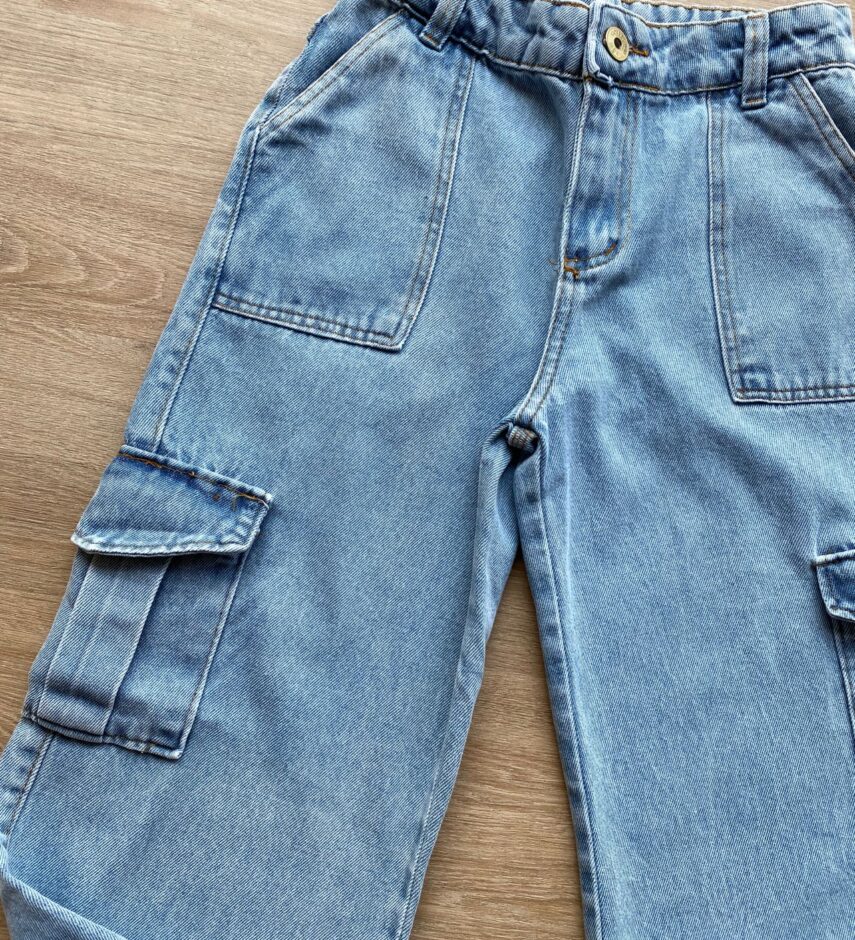 fernandaramoskids com br Calça Jeans Infantil Feminina Cargo Lavagem Clara 1