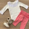 Calça Legging Infantil Cotton com Detalhe Rosa Fernanda Ramos Kids