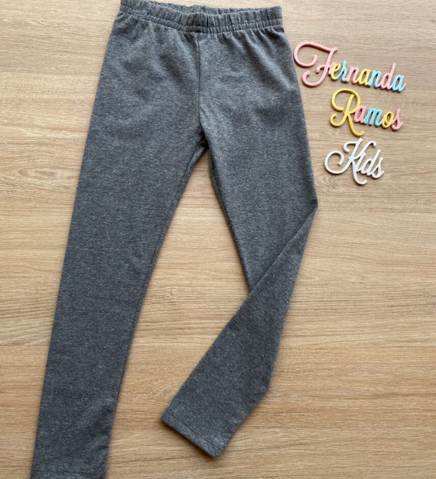 Calça Legging Infantil Feminina Cinza Fernanda Ramos Kids