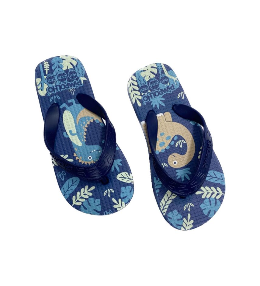 Chinelo Infantil Masculino Pimpolho Estampa Dinossauros Azul Fernanda Ramos Kids