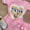 fernandaramoskids com br Conjunto Infantil Feminino Blusa Coração Manga Curta e Short Rosa 1
